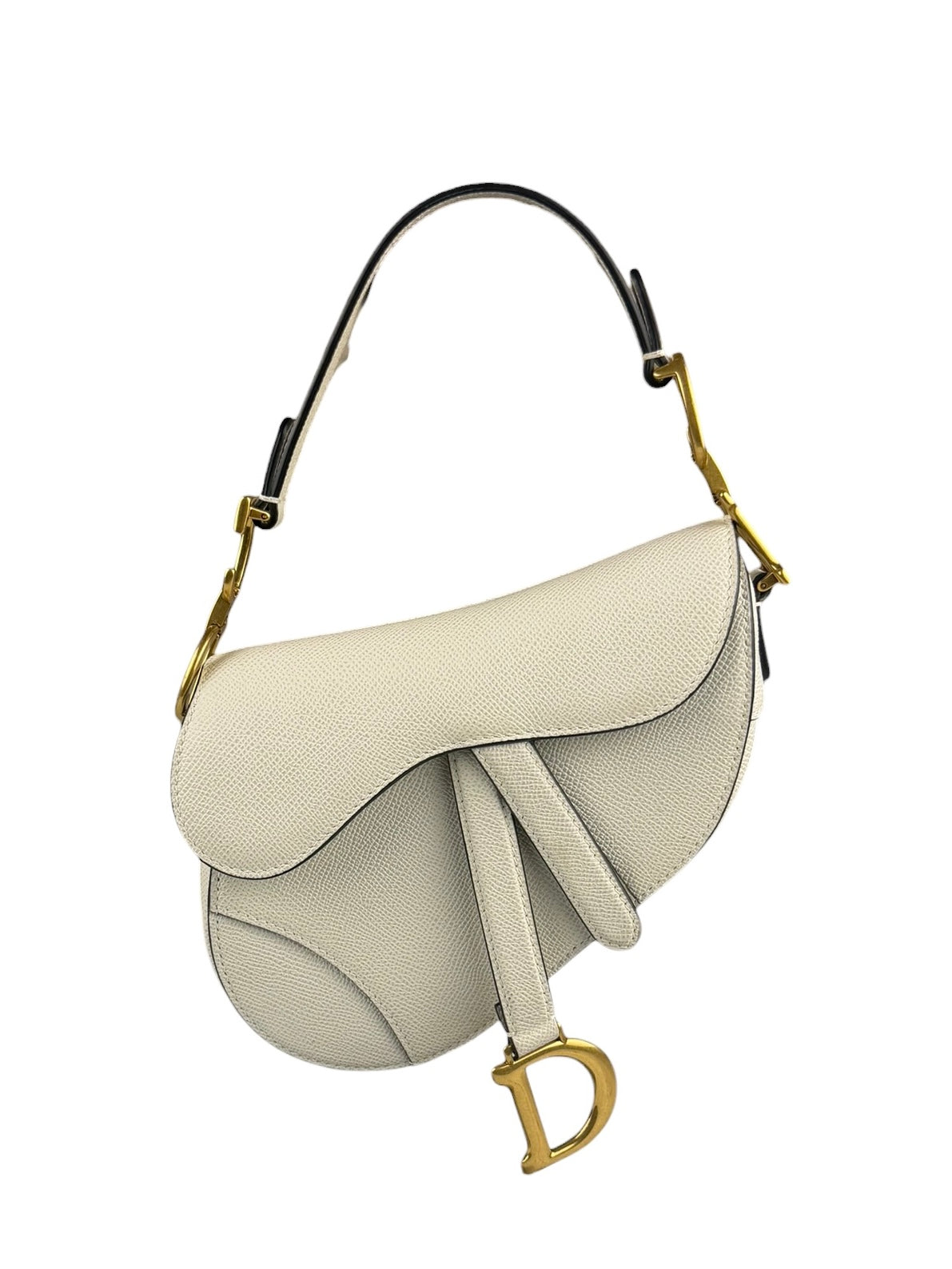 Christian Dior White Leather Saddle Hand Bag