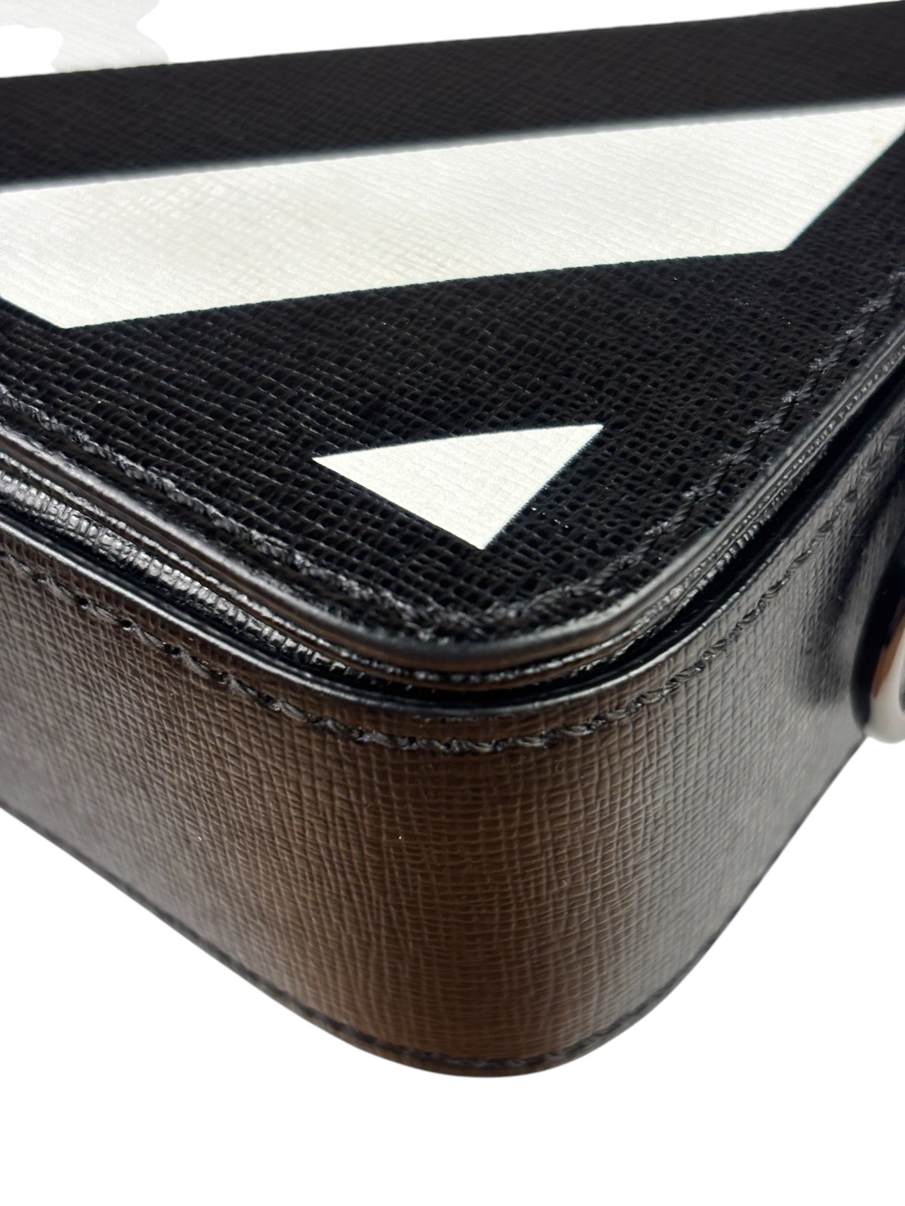 Off-White Black/White Leather Binder Clip Crossbody Bag