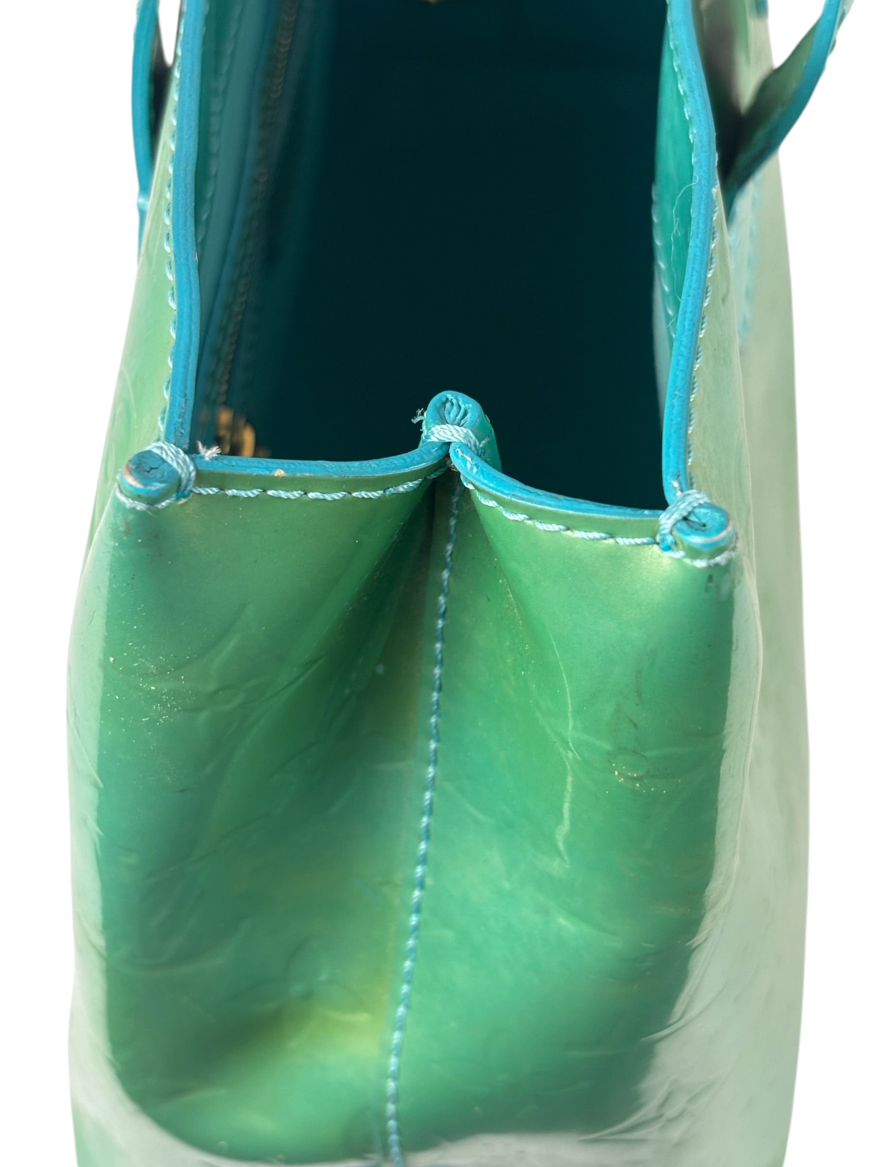 Louis Vuitton Vintage Teal Monogram Vernis Wilshire PM Tote