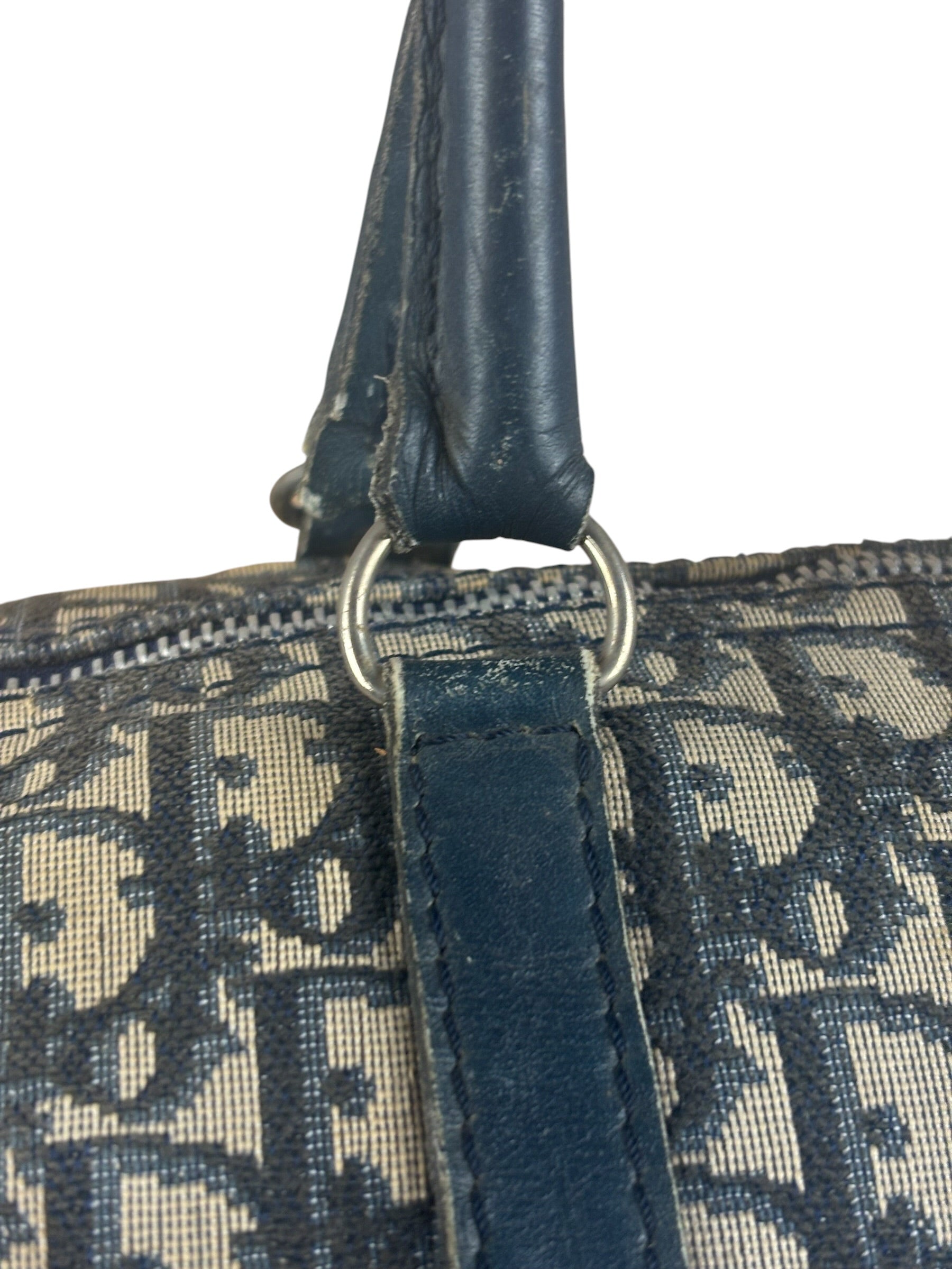 Christian Dior Vintage Navy Blue Trotter Oblique Bowling Boston Hand Bag
