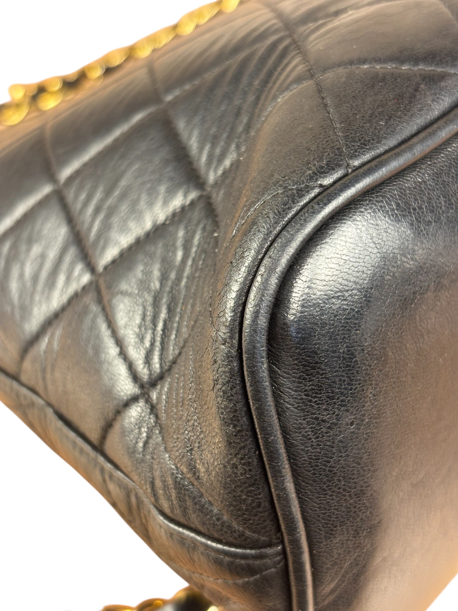 Chanel Vintage Black Leather Shoulder Bag