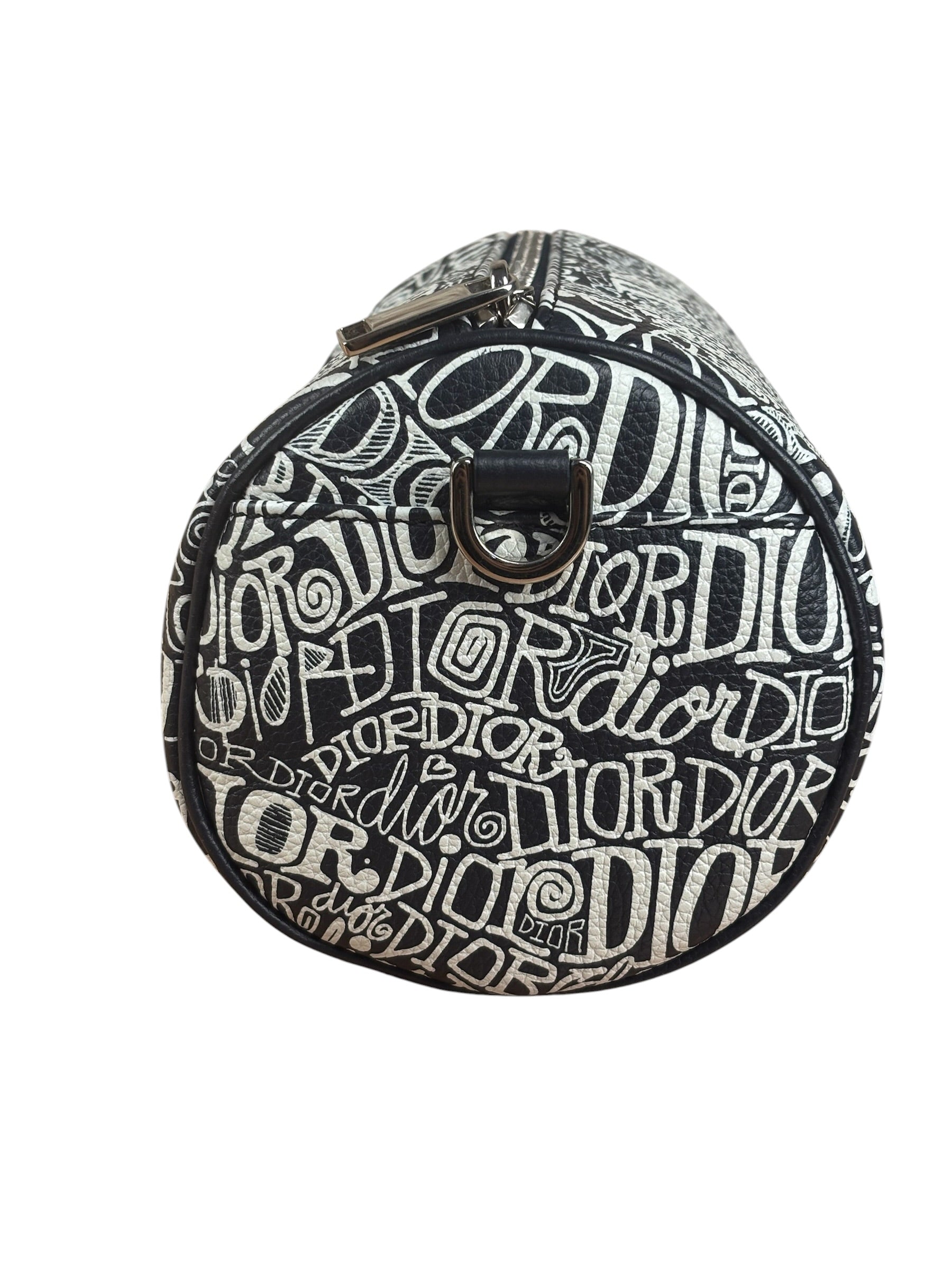 Dior Black/White Shawn Stussy Curvy Script Roller Bag
