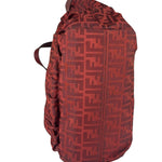 Fendi Red Leather Trim Zucca Chef Tote
