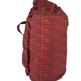 Fendi Red Leather Trim Zucca Chef Tote