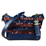 Chanel Gabrielle Small Sequin Hobo Bag Navy 2018