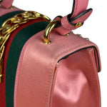 Gucci Sylvie Pink Mini Satin Embellished 2Way Handbag