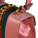 Gucci Sylvie Pink Mini Satin Embellished 2Way Handbag