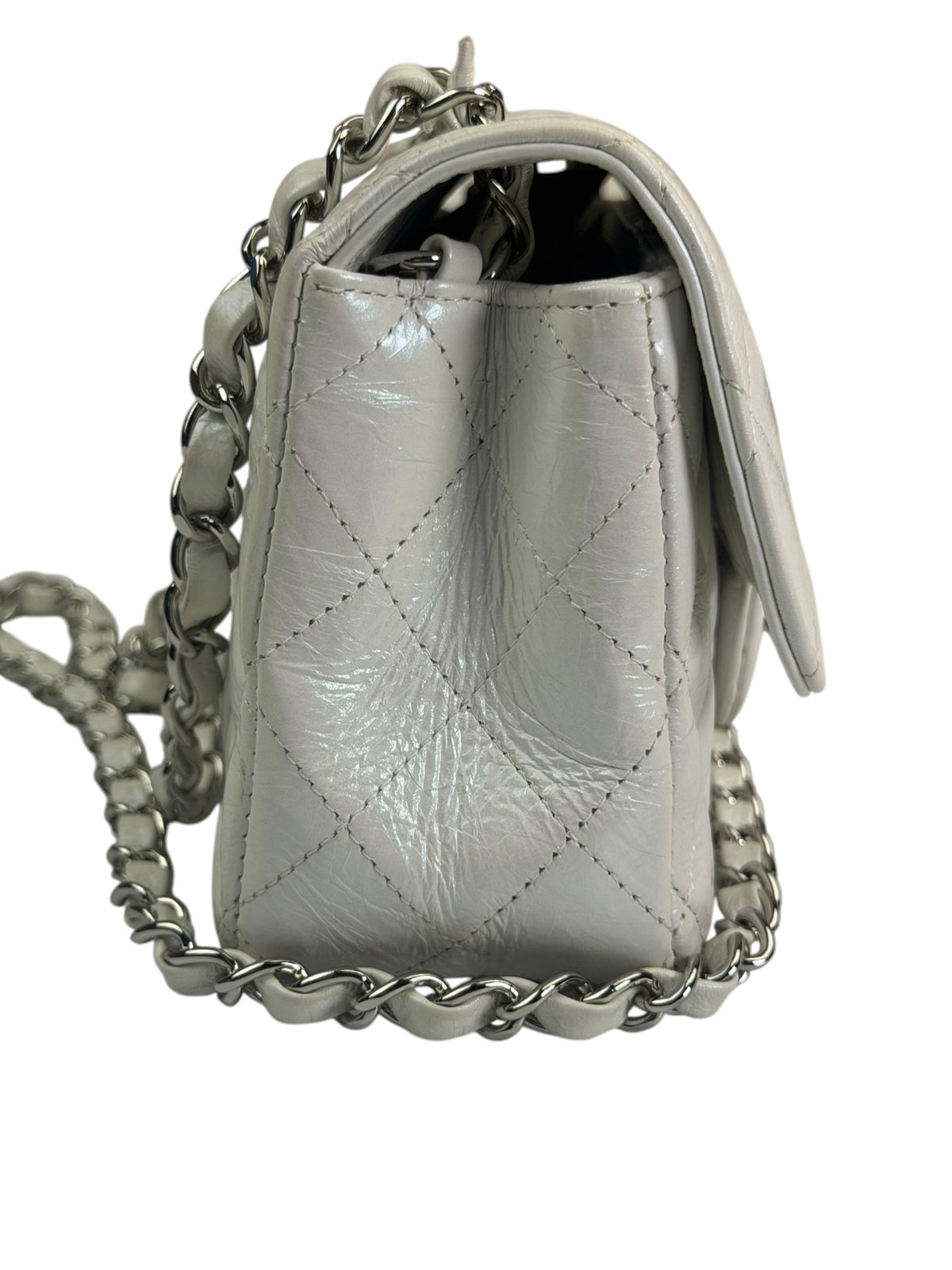 Chanel Metallic White Quilted Calfskin Small Flap Bag 2021