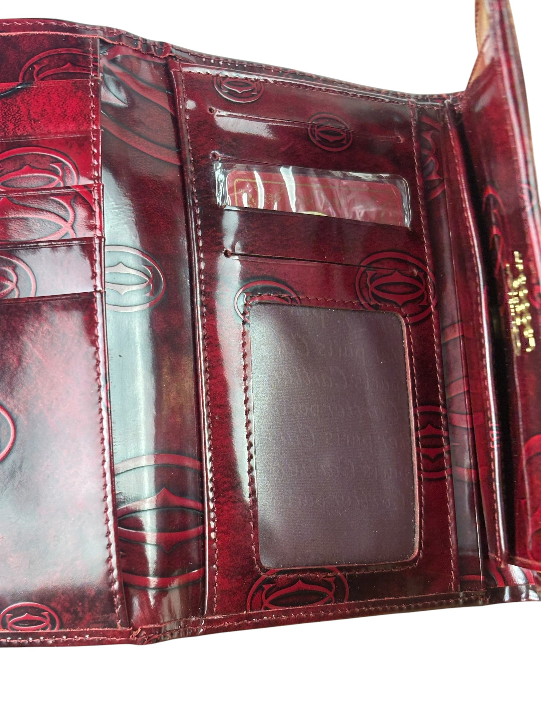 Cartier Red Patent Leather Must De Cartier Tri-Fold Wallet