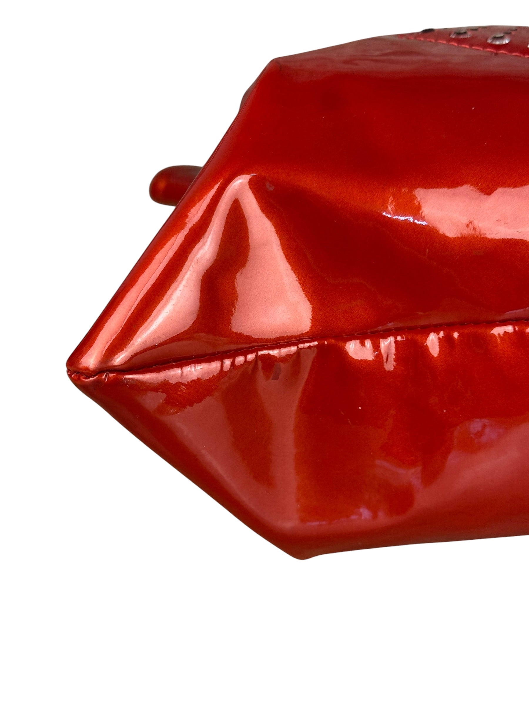 Chanel Red Patent CC Crystal Bon Bon Chain Tote