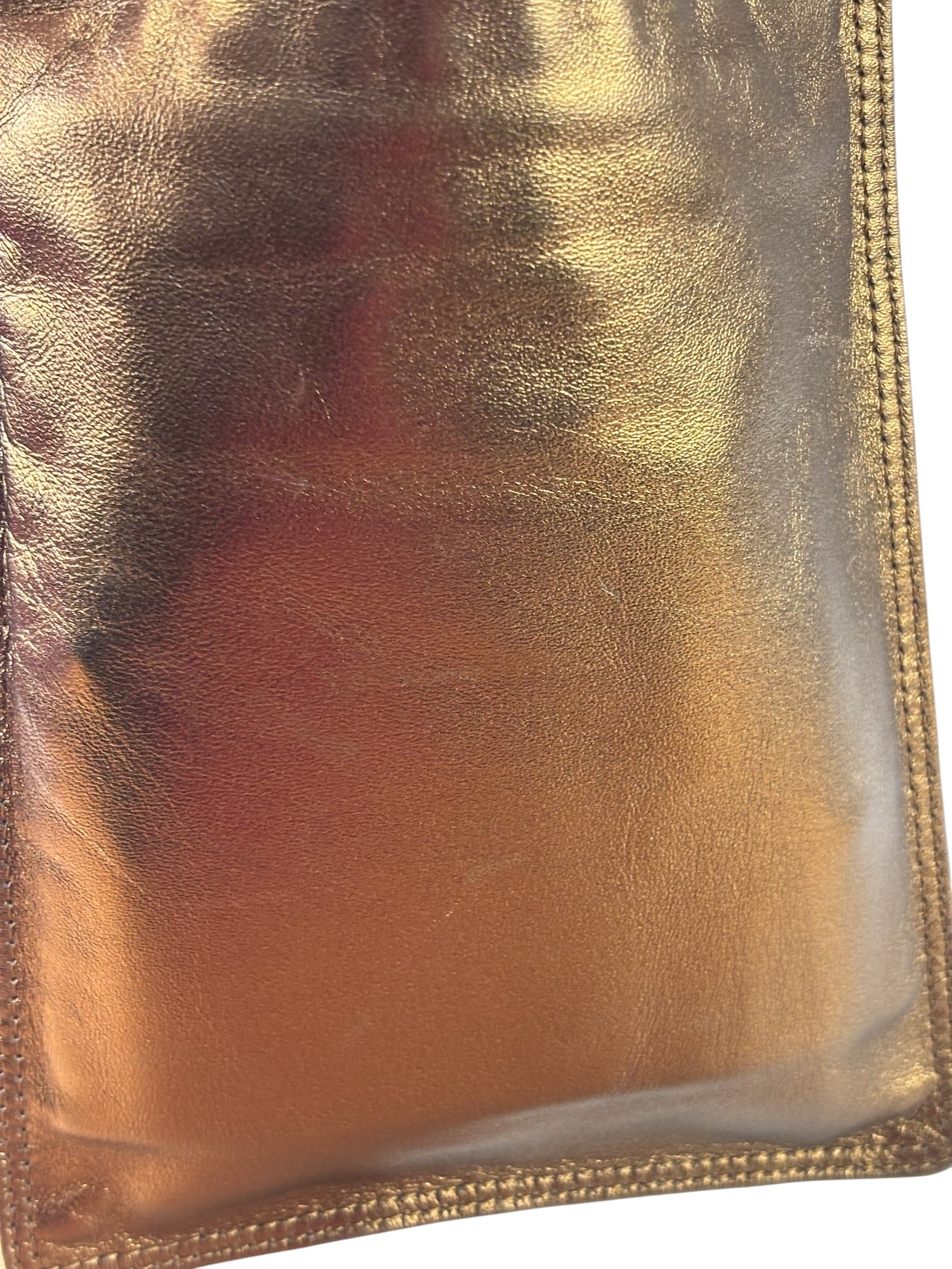 Chanel Vintage Metallic Bronze Leather Crossbody Bag 1997