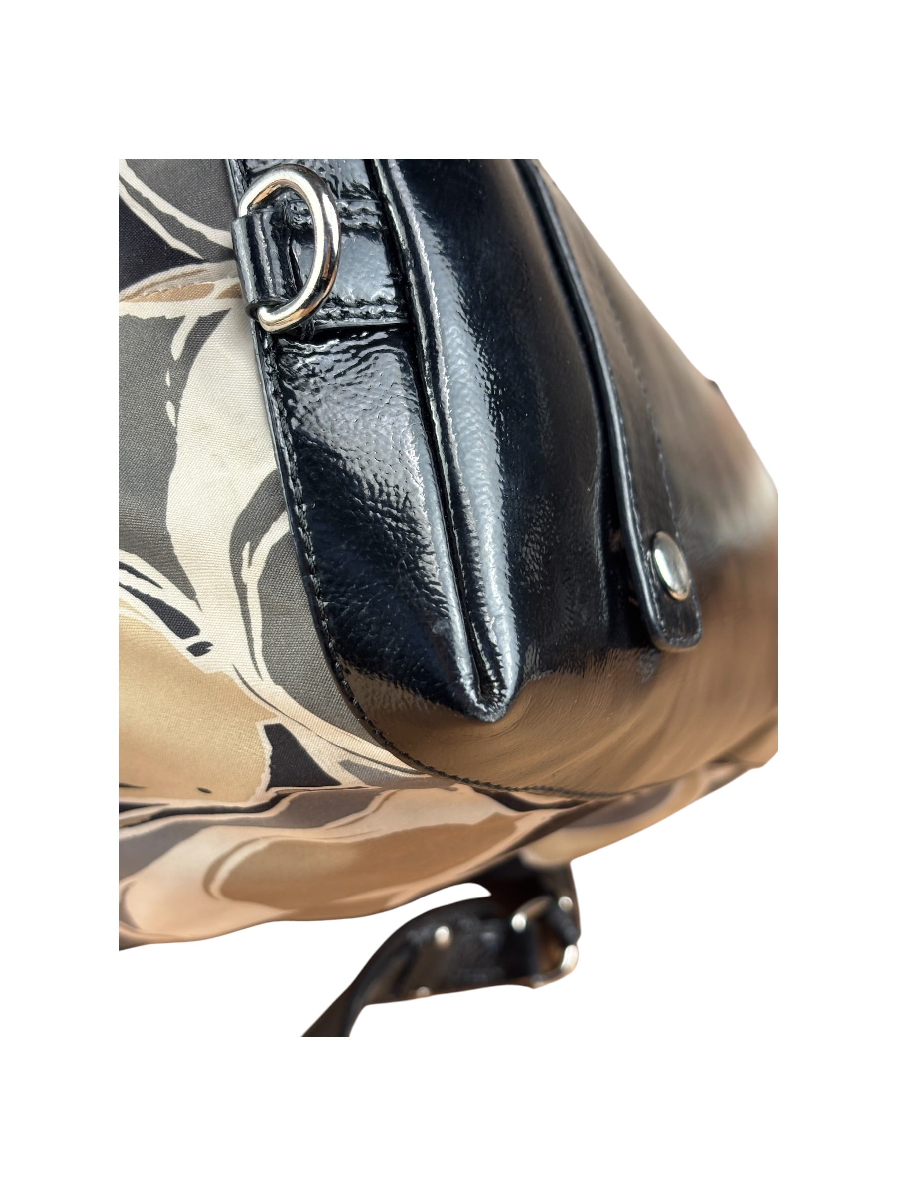 Coach Vintage Trim Leather Hand Drawn Scarf Print Satchel Two-Way Bag