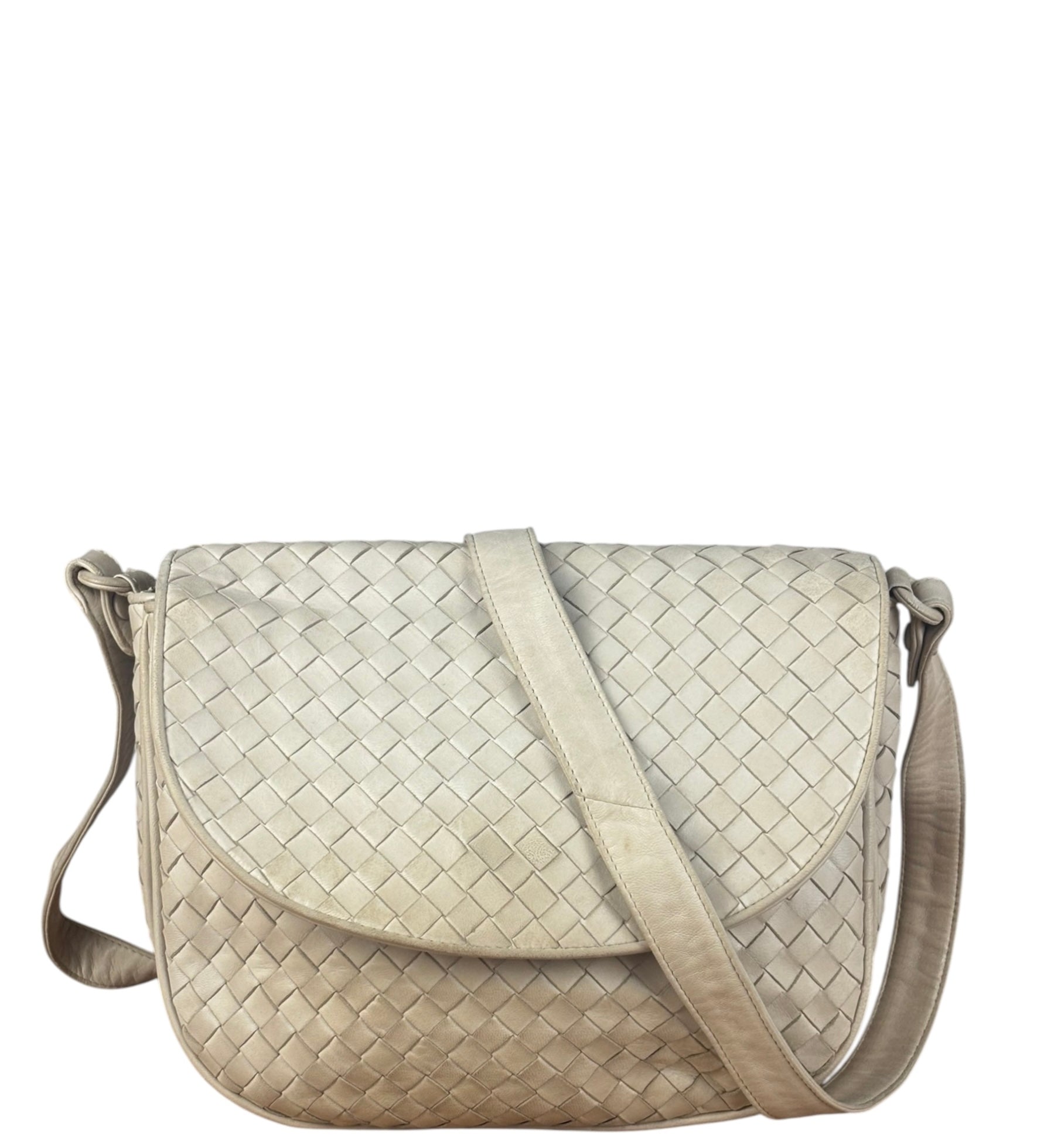 Bottega Veneta Vintage Beige Intrecciato Crossbody