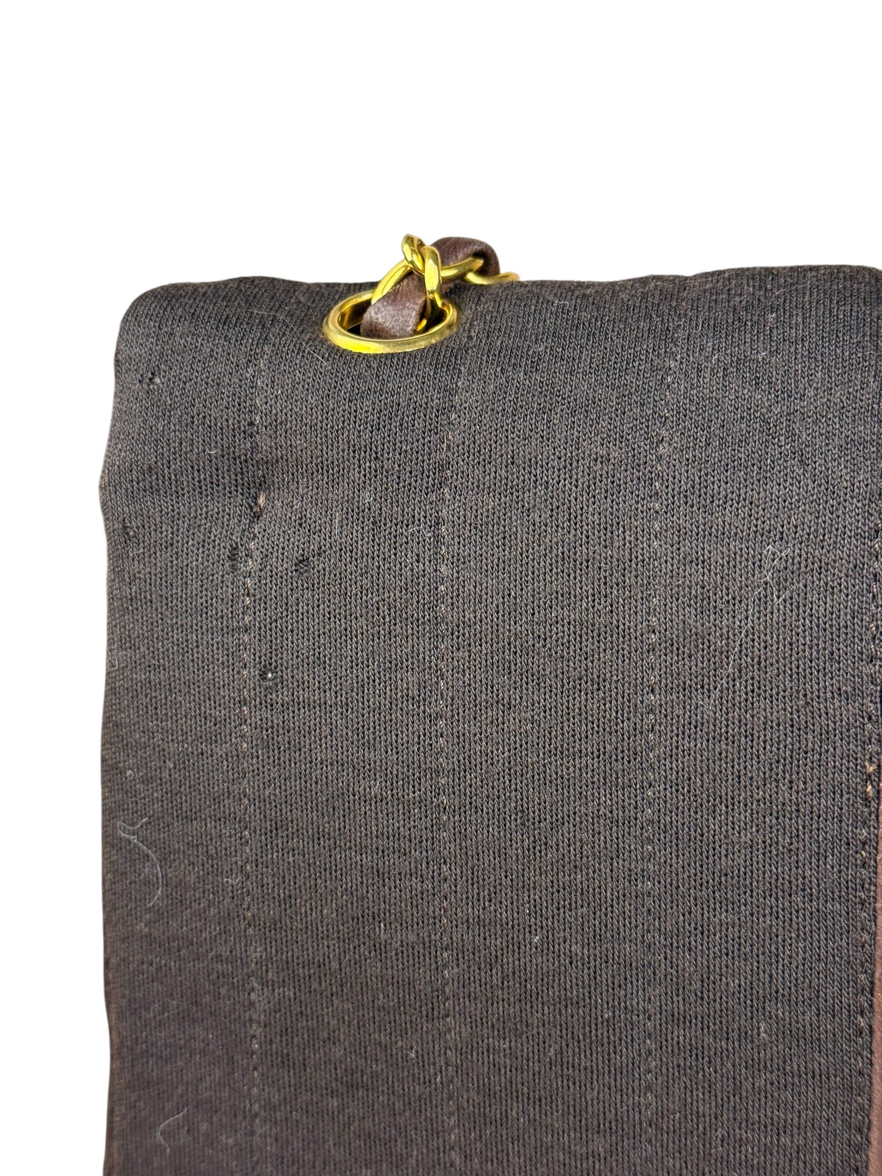 Chanel Brown Vertical Stitch Two-Toned CC Double Flap Bag 90s