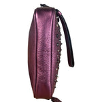Coach Purple Metallic Studded Leather Zip Pouch