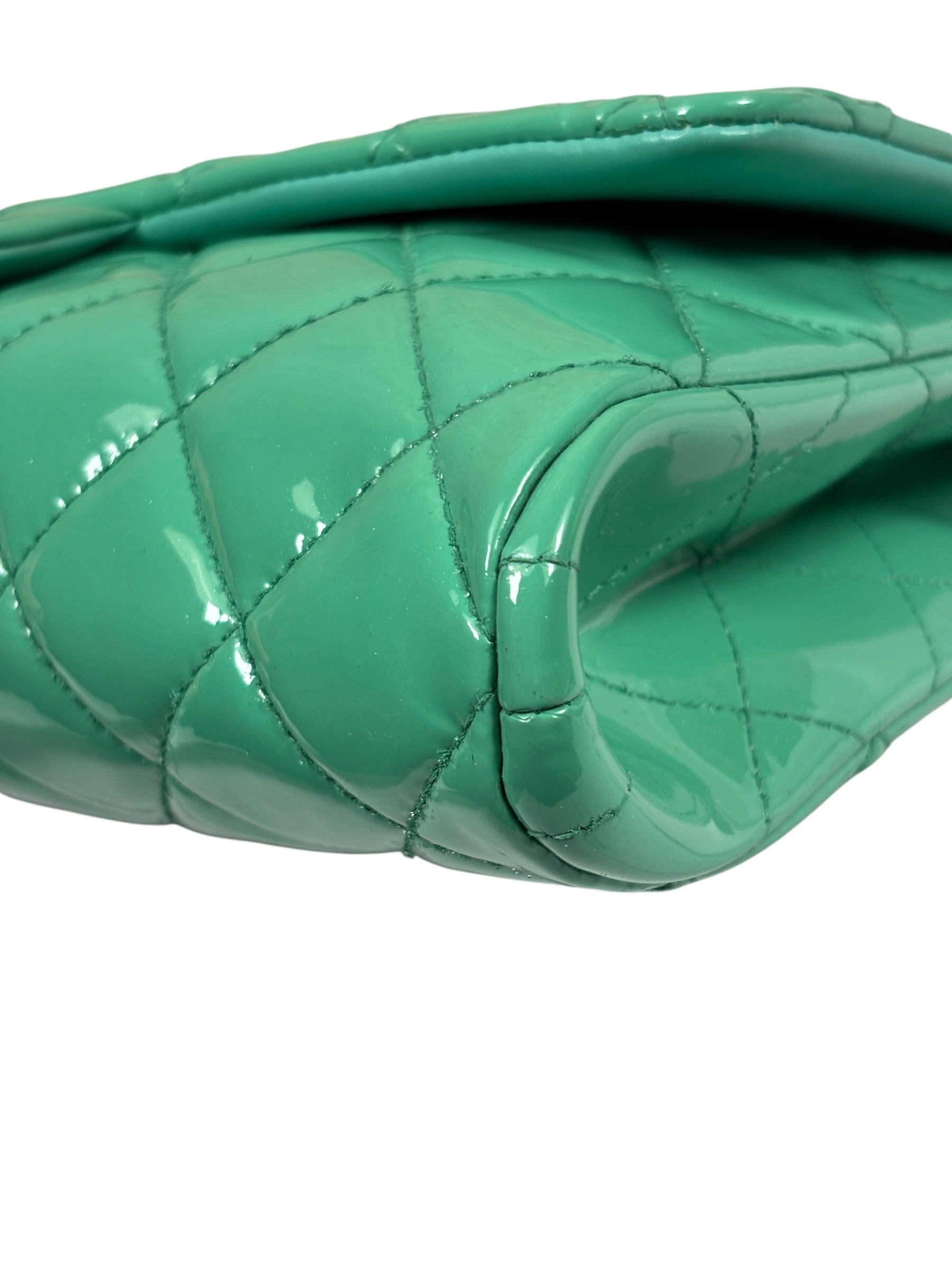 Chanel Green Quilted Patent Leather Flap Bag 2012