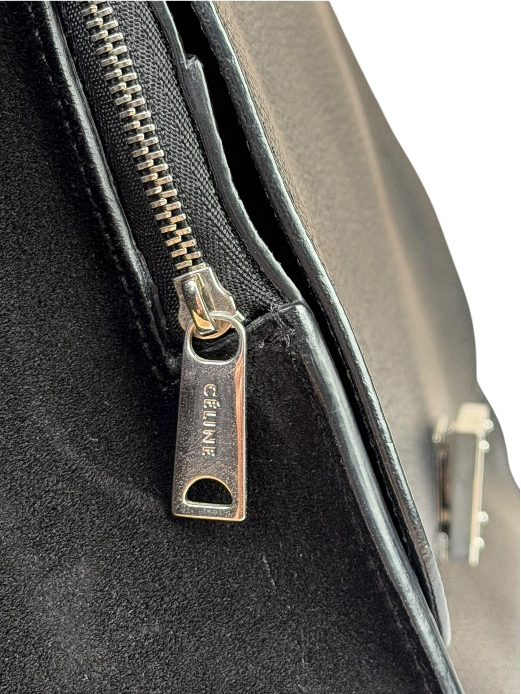 Celine Black Leather/Suede Trapeze Medium Handbag