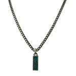 Gucci Sterling Silver Tag Turquoise Enamel Pendant Necklace