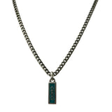 Gucci Sterling Silver Tag Turquoise Enamel Pendant Necklace