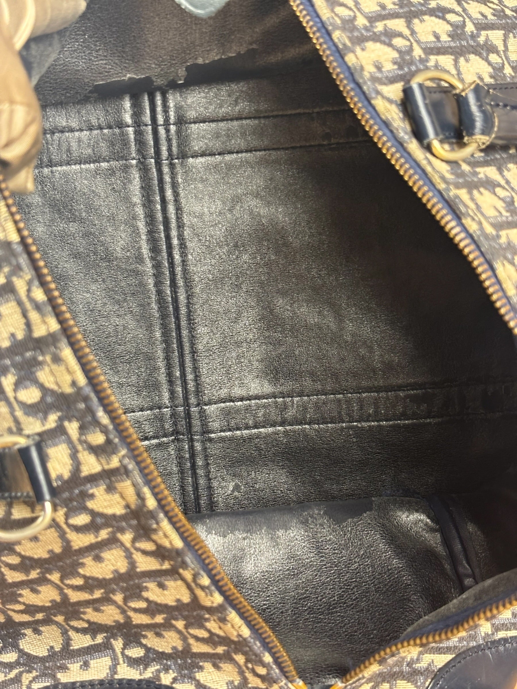 Christian Dior Vintage Navy Blue Trotter Boston Bag
