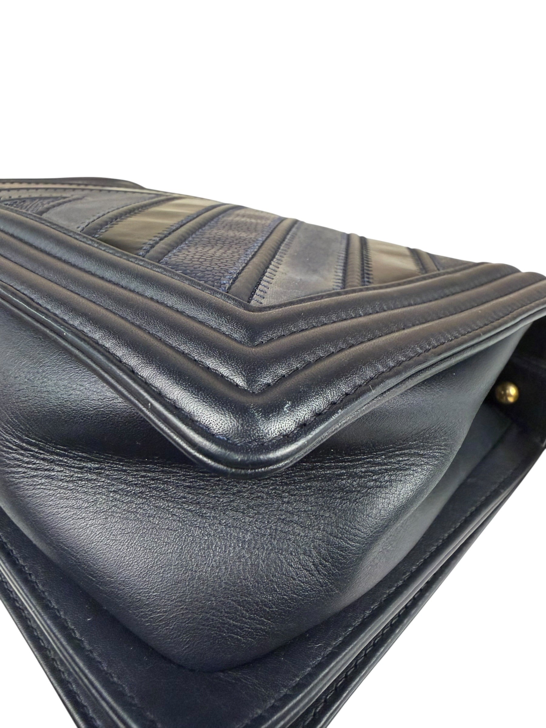 Chanel Tricolor Chevron Leather Old Medium Boy Flap 2016