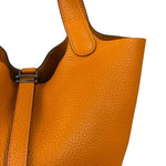 Hermes Orange Clemence Leather Picotin Lock 18 Handbag 2024