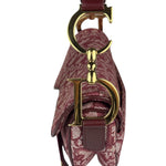 Christian Dior Burgundy Leather Oblique Saddle Handbag