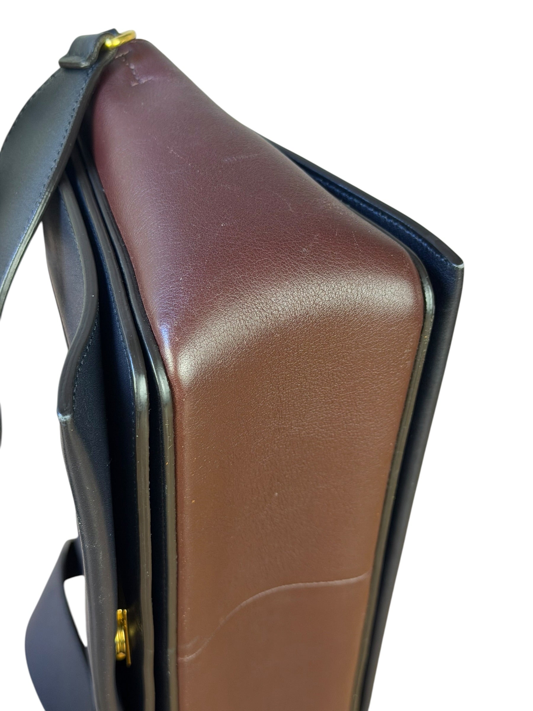 Celine Navy Blue/Burgundy Medium Frame Shoulder Bag