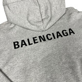 Balenciaga Logo Pullover Hoodie Grey