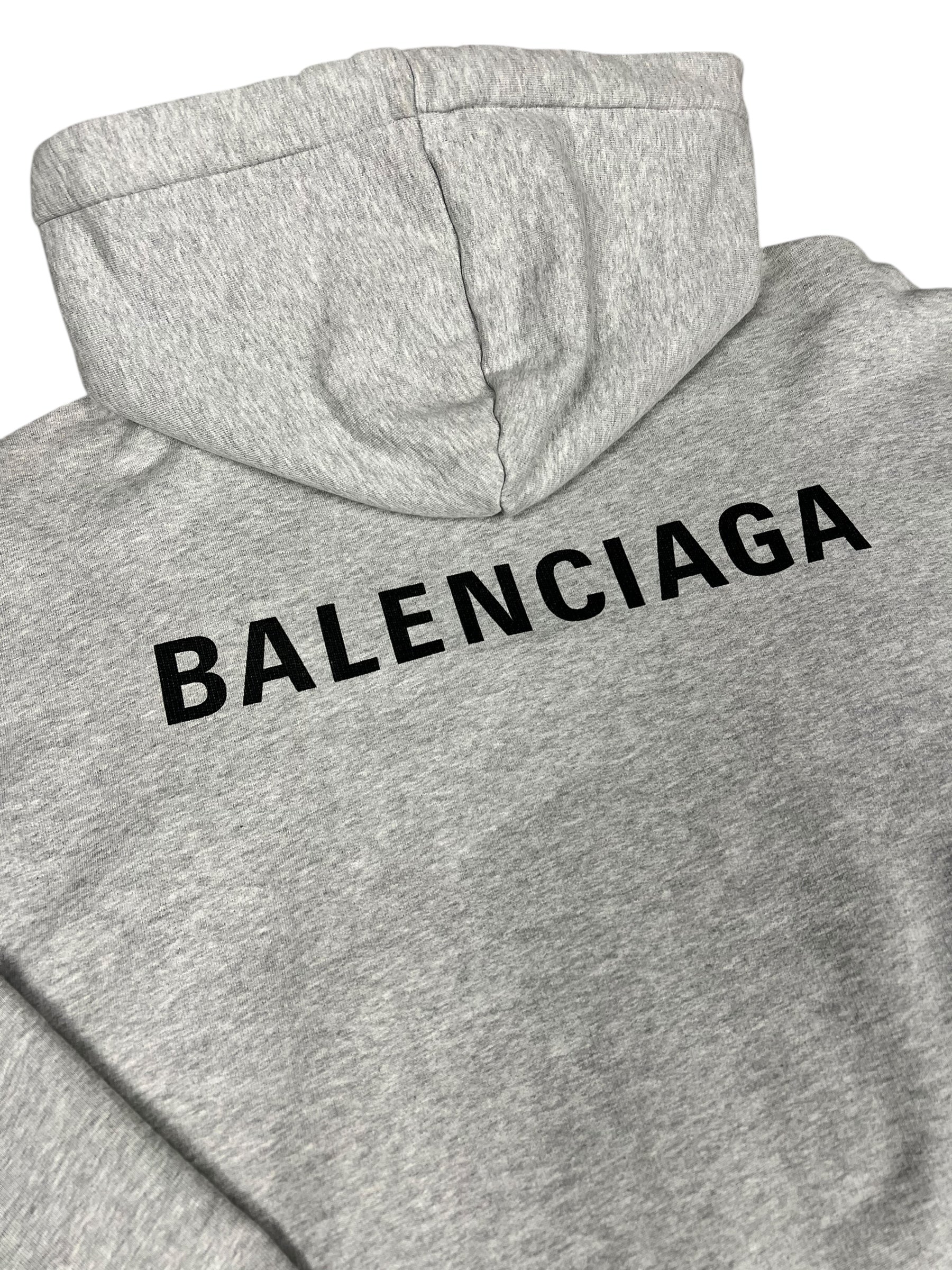Balenciaga Logo Pullover Hoodie Grey