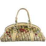 Christian Dior Vintage Monogram Flower Frame Satchel Hand Bag