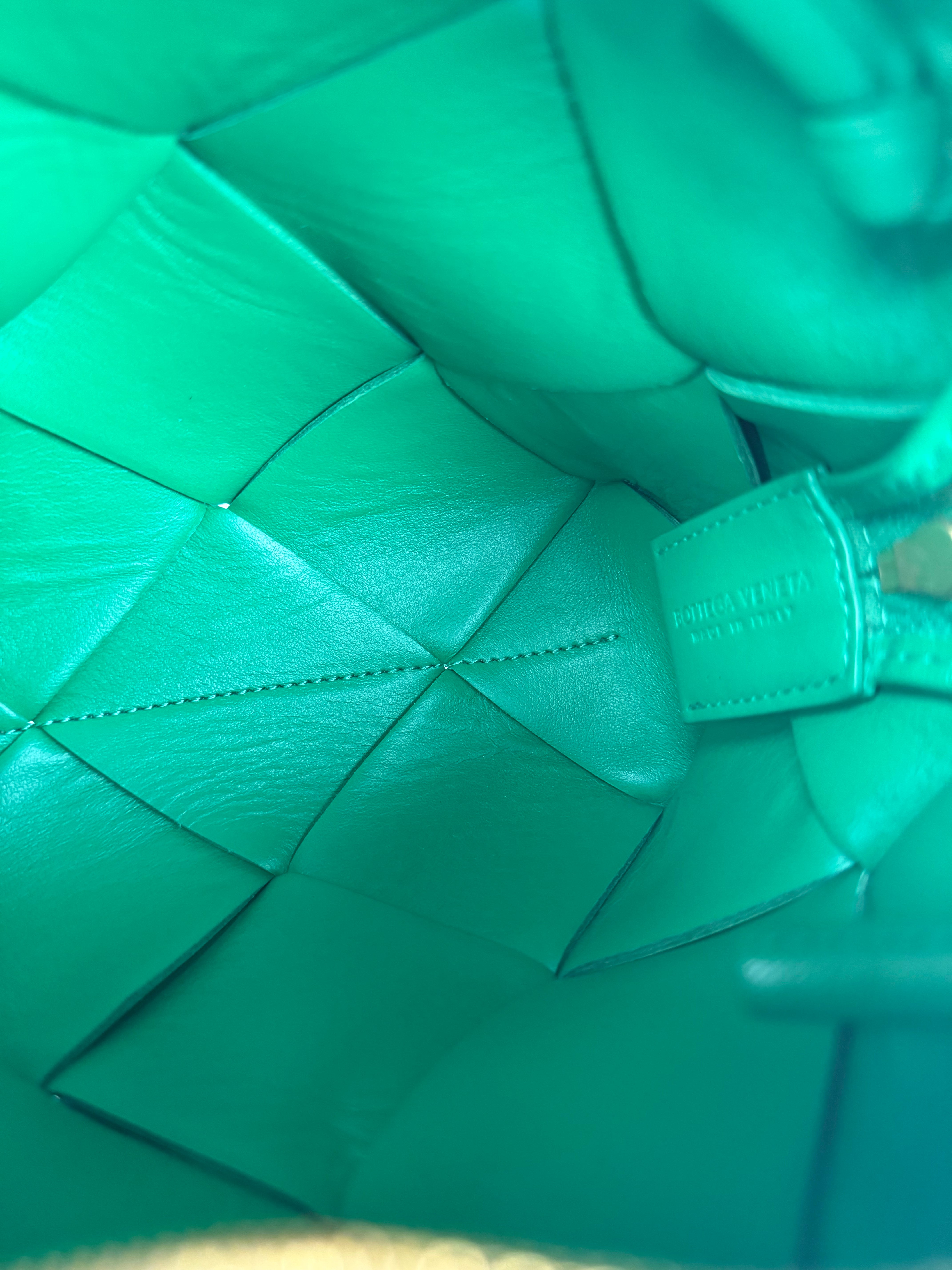 Bottega Veneta Small Green Intrecciato Cassette Camera Bag