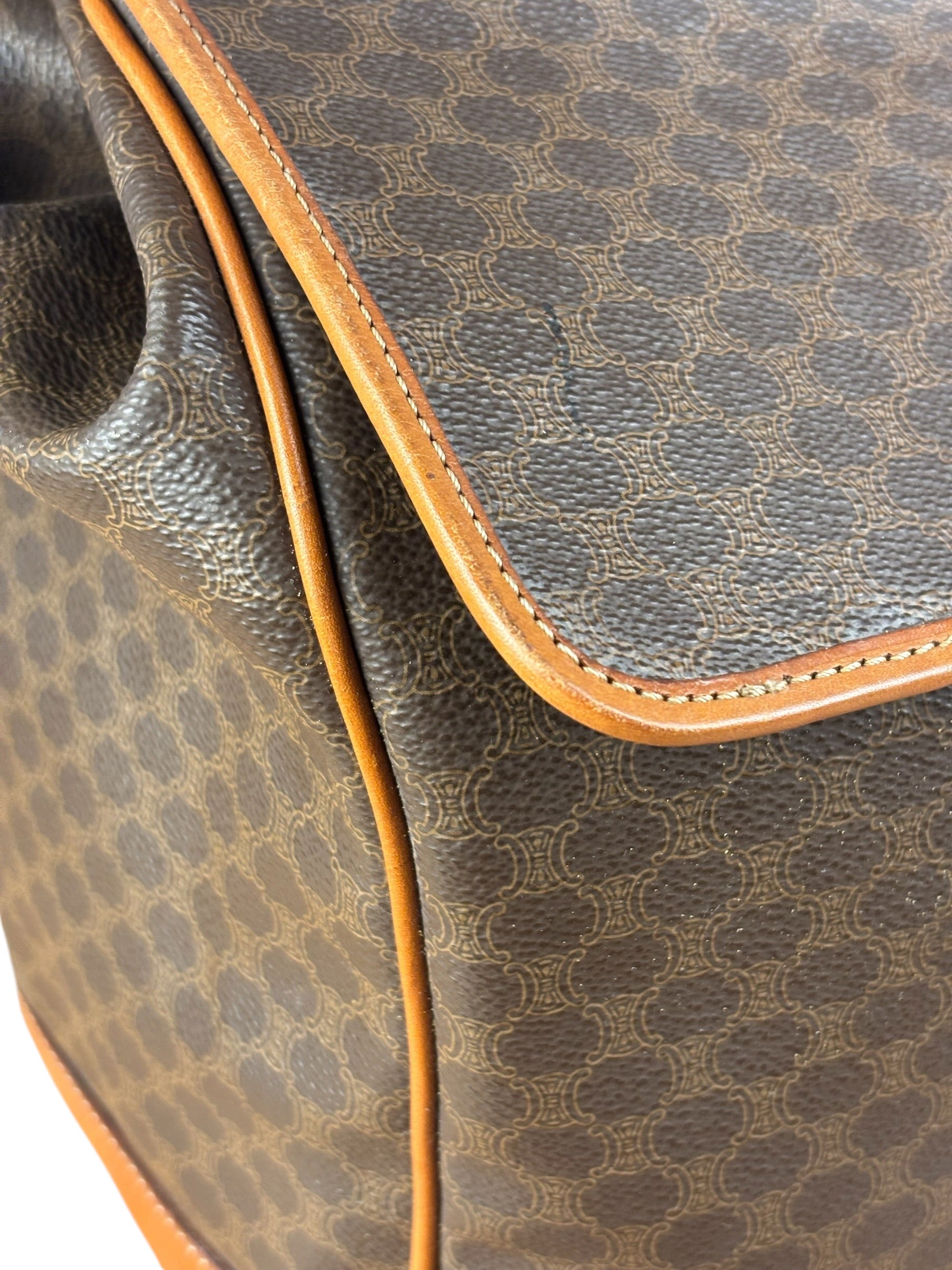 Celine Vintage Macadam Coated Canvas Weekender Travel Bag