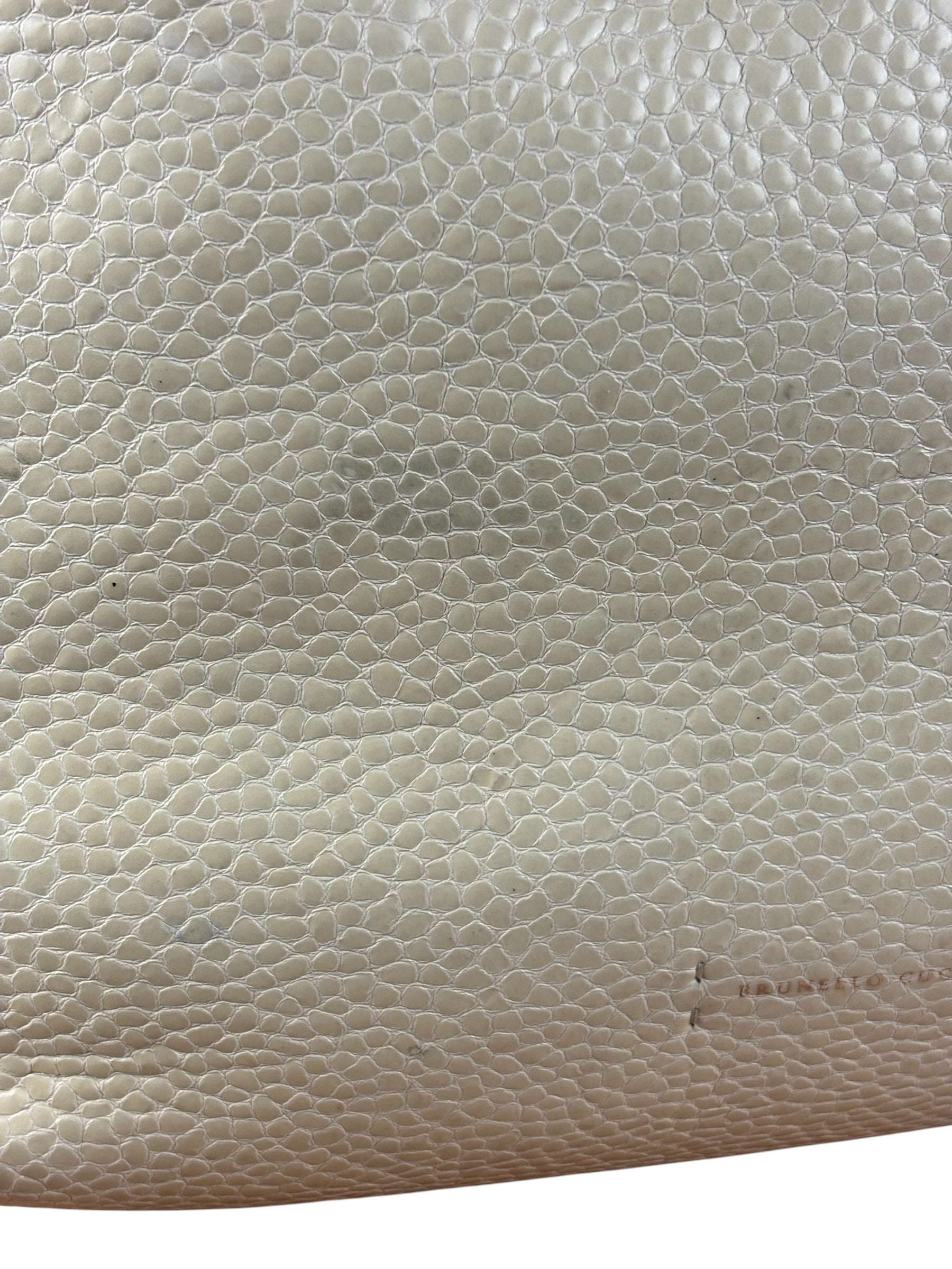 Brunello Cucinelli Ivory Grained Leather Tote Bag