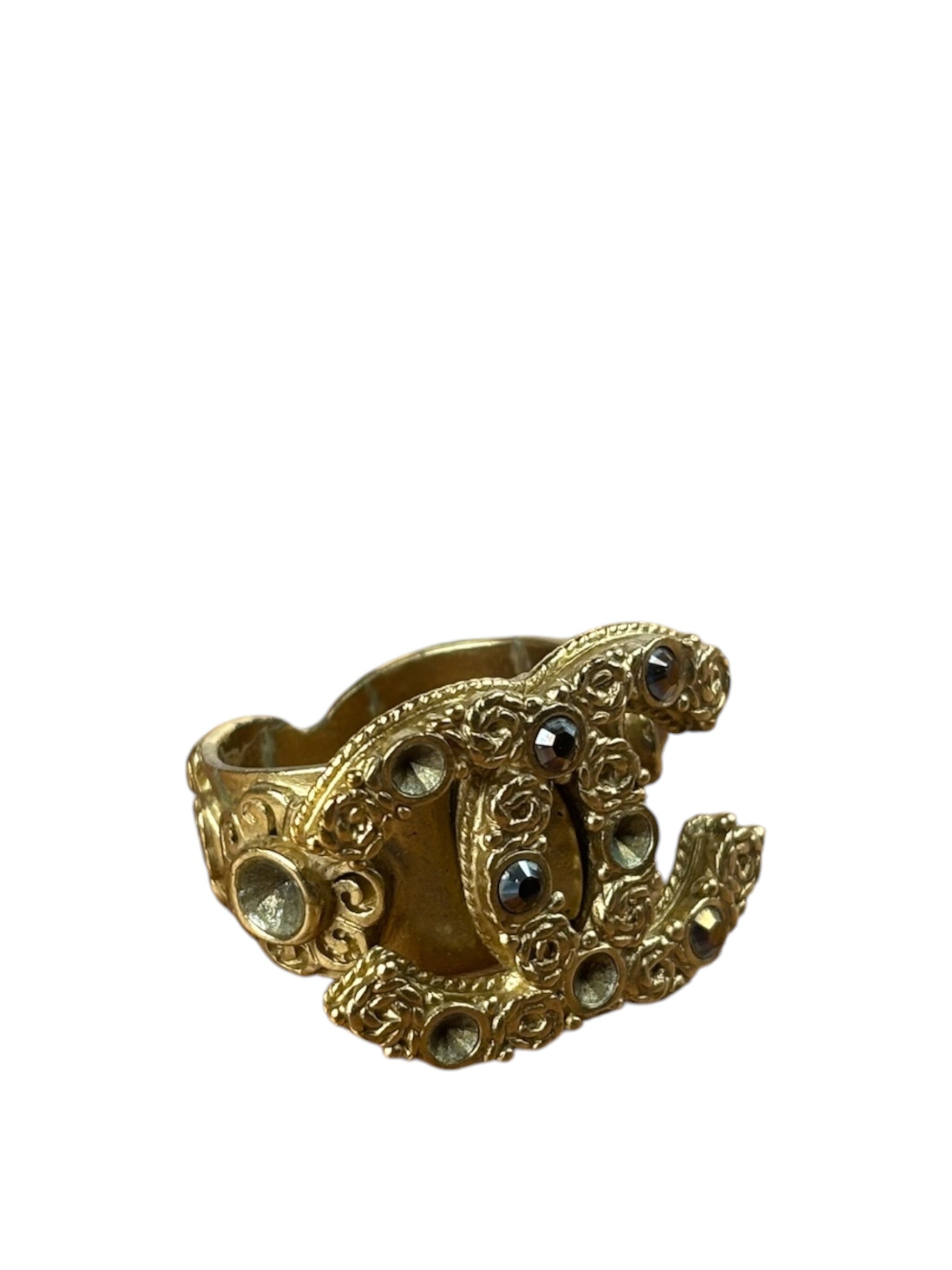 Chanel Gold-Plated Flower-Motif Cocktail Ring