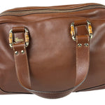 Gucci Tan Brown Leather Bamboo Handle Boston Bag