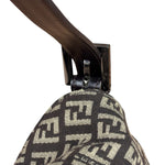 Fendi Black/Beige Leather Trim Zucca Mamma Baguette