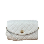 Chanel Vintage White Quilted Leather Flap Bag 1991