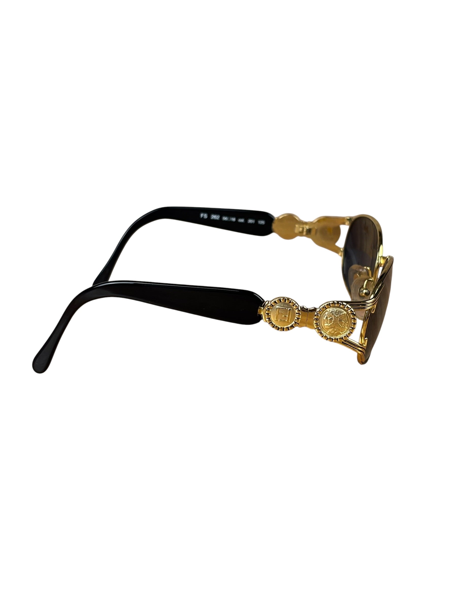 Fendi Gold/Blue Oval Metal Framed Sunglasses