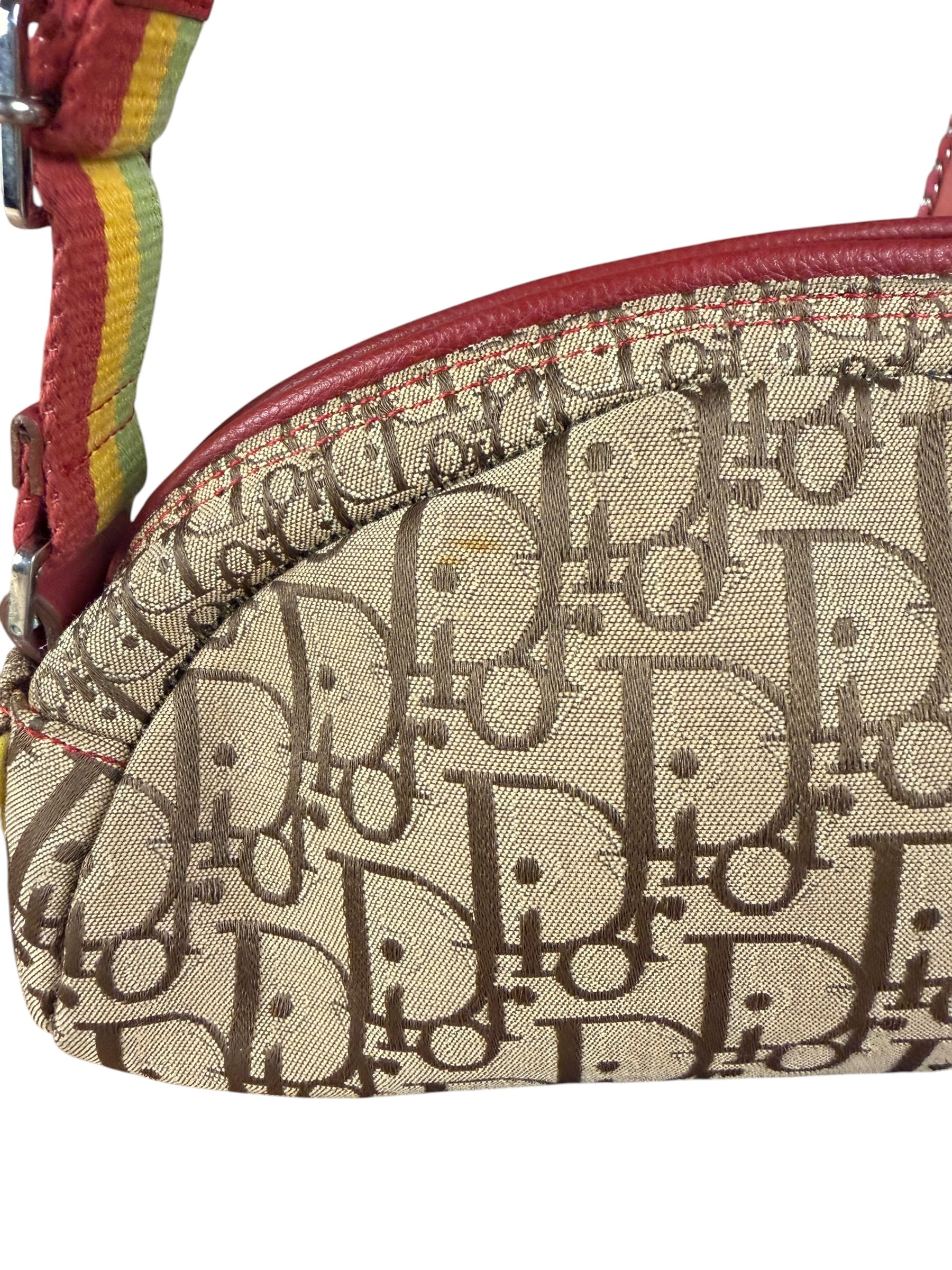 Christian Dior Vintage Trotter Canvas Rasta Crossbody Bag