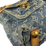 Louis Vuitton Vintage Denim Leather Trim Monogram Baggy Hobo Bag PM