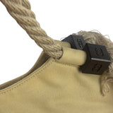 Chanel Vintage Beige Denim/Leather Trim Camellia Rope Tote