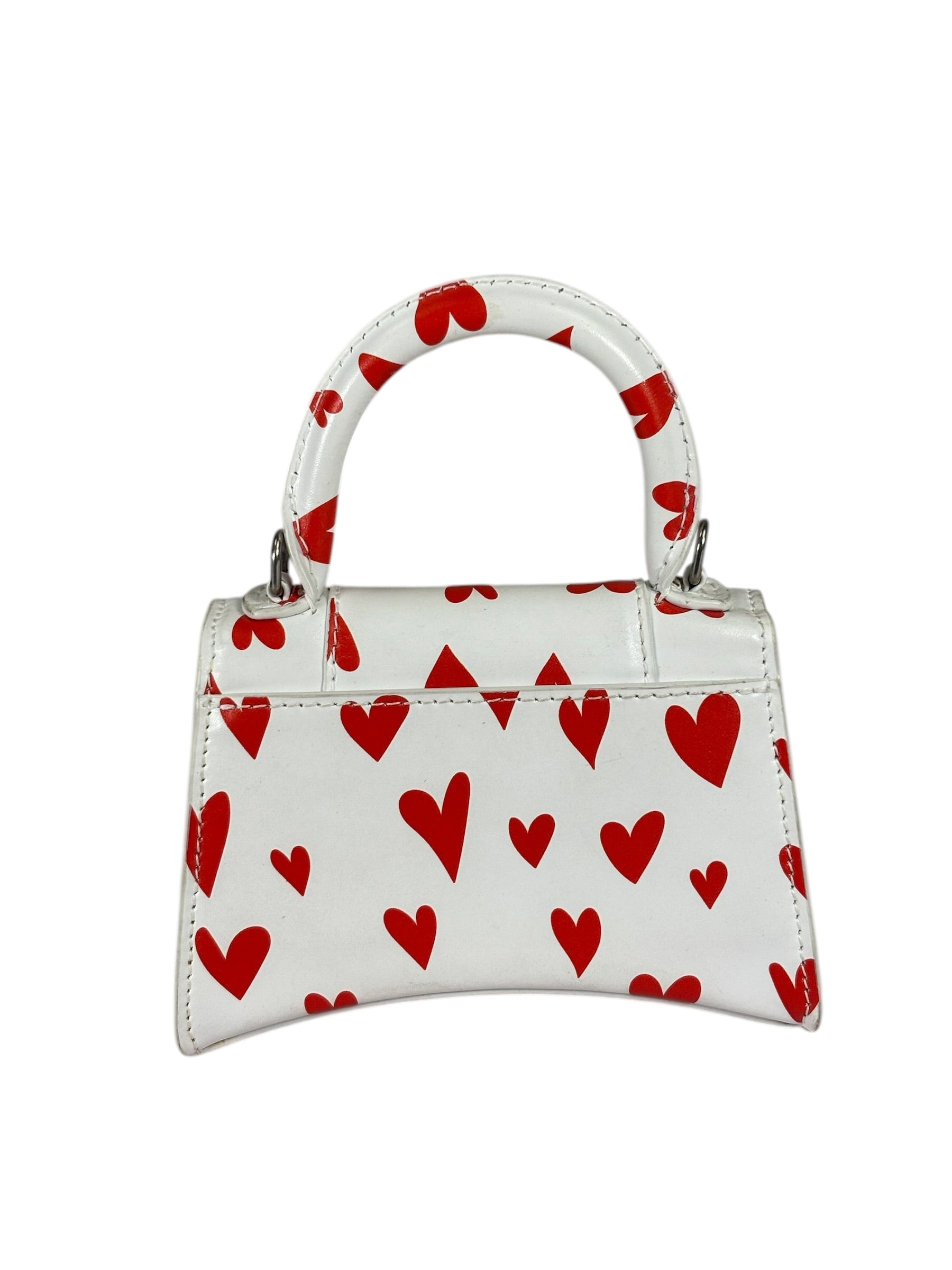 Balenciaga White Leather Hourglass Heart Nano Two-Way Bag