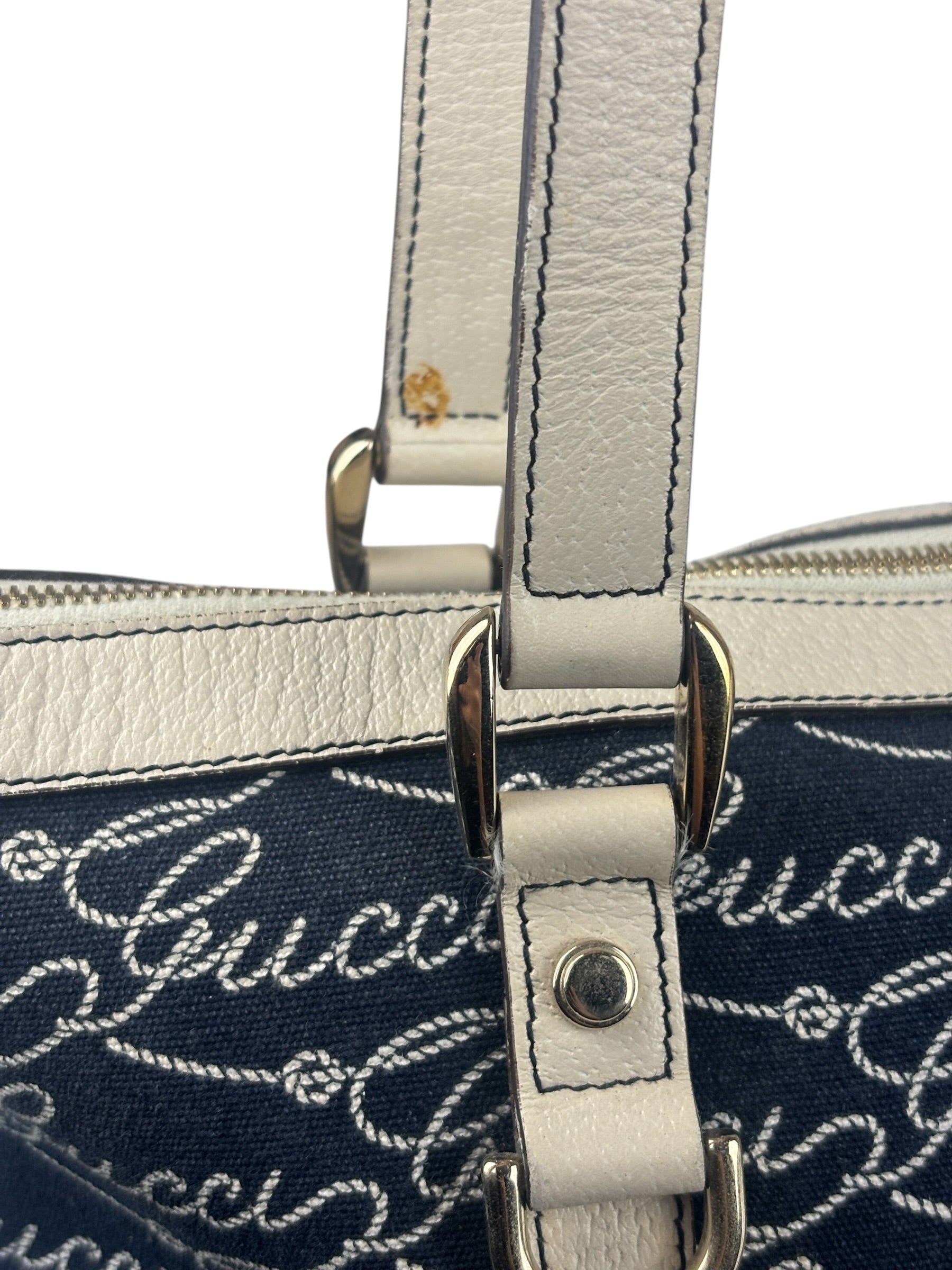 Gucci Western Logo Denim Abbey Zip Tote