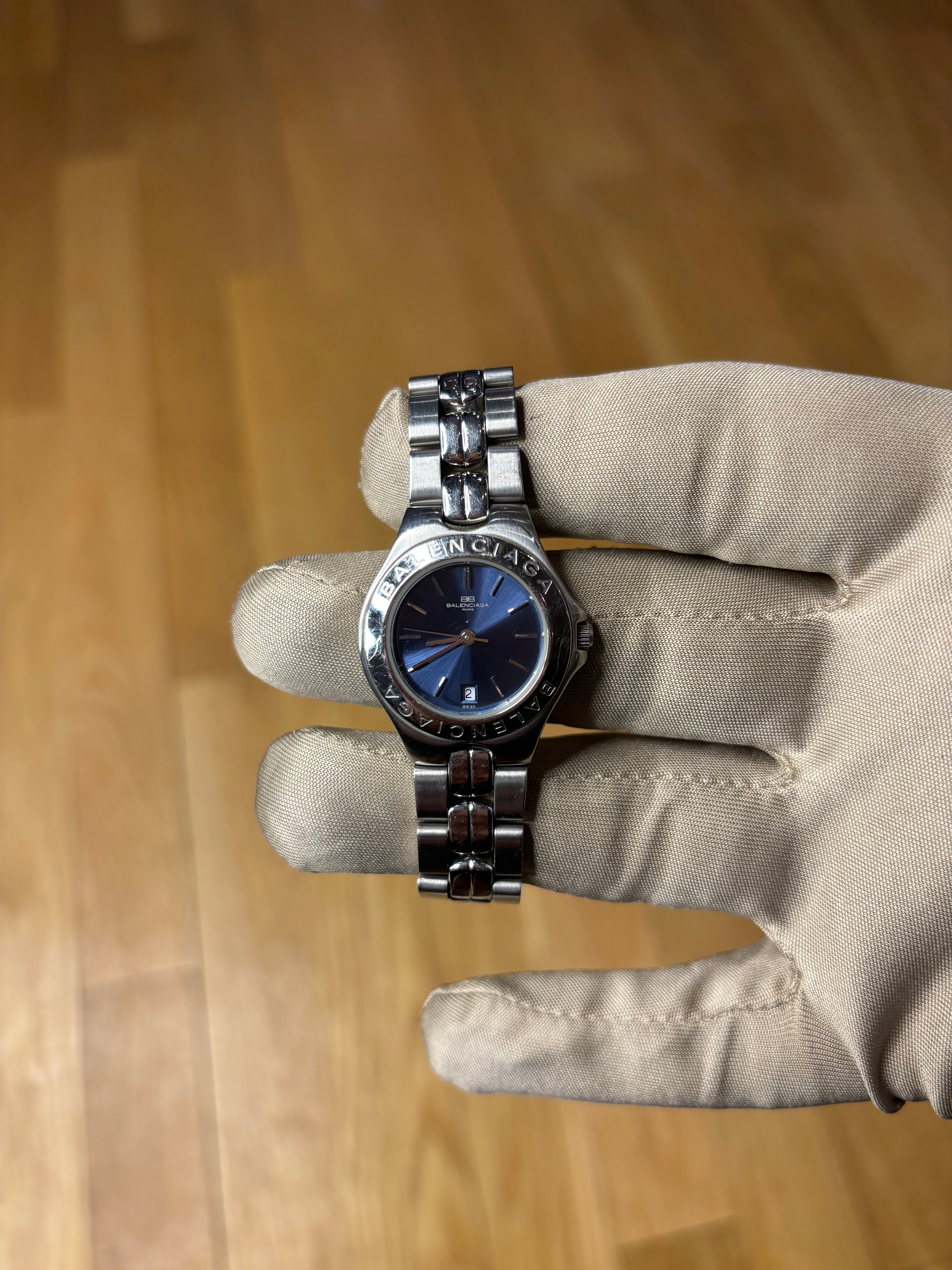 Balenciaga Blue Stick Dial Stainless Steel Band