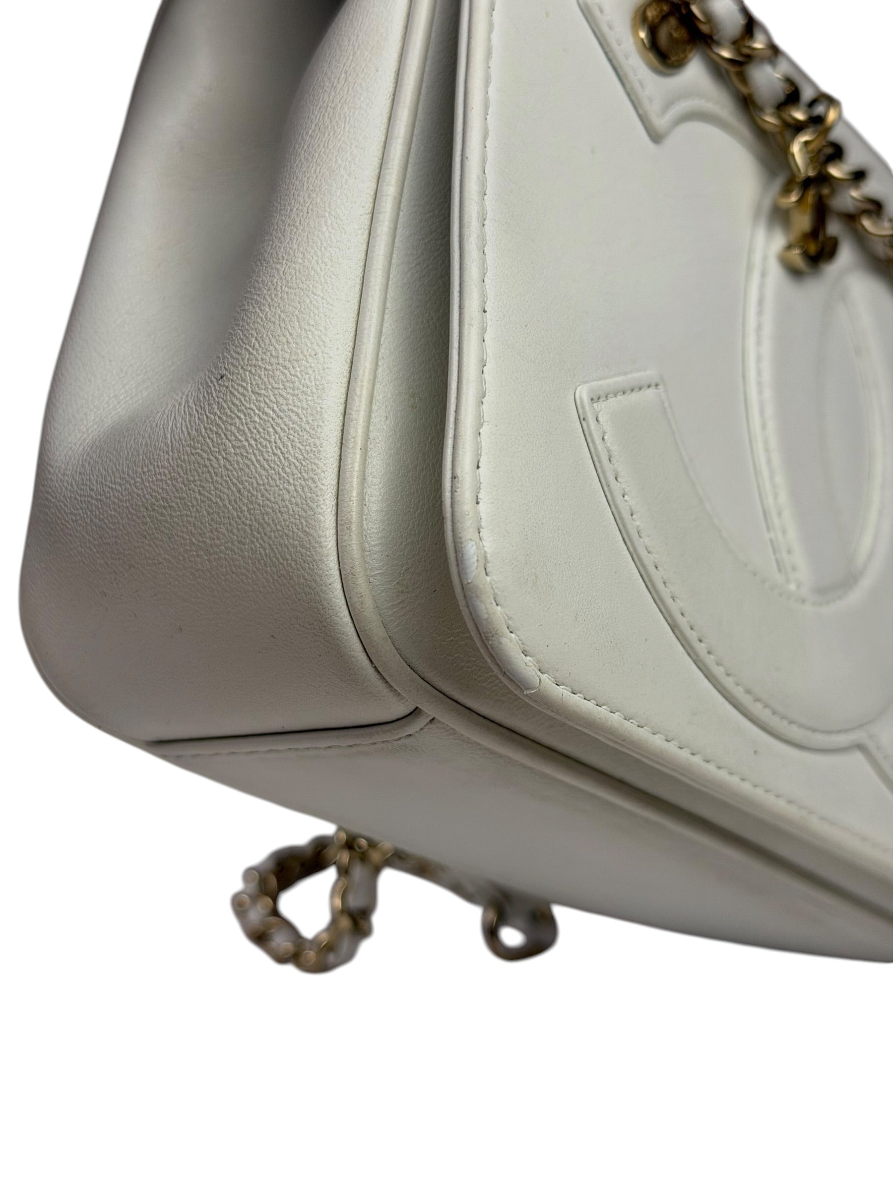 Chanel White Leather CC Mania Flap Bag 2019