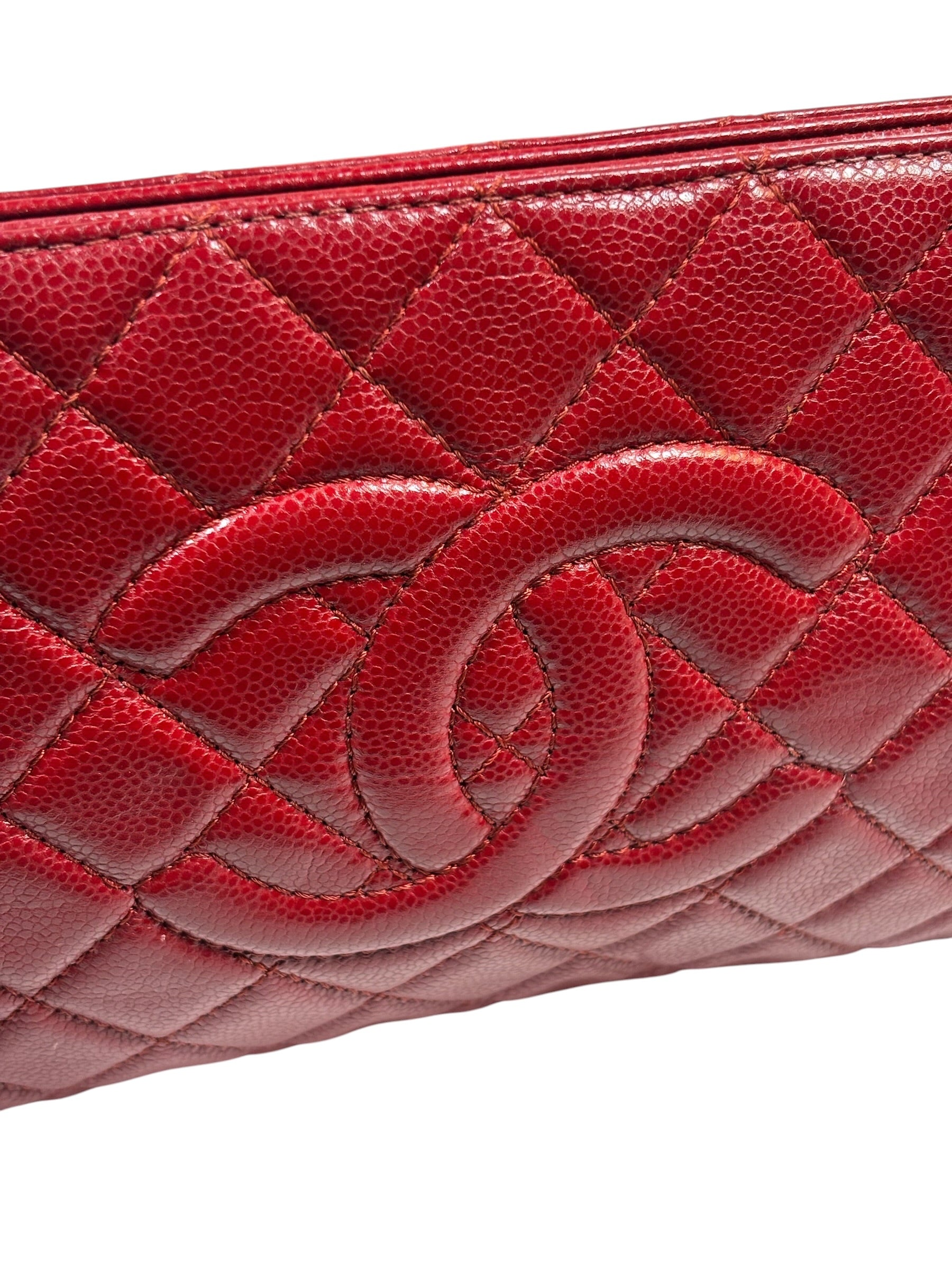 Chanel Red Caviar Quilted Frame Clutch 2012