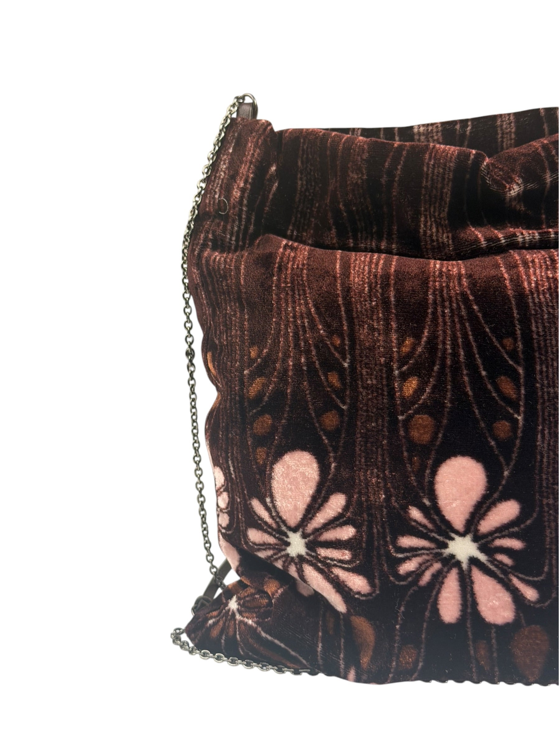 Miu Miu Multicolor Velvet/Leather Trim  Chain Crossbody Bag