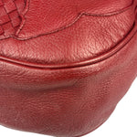 Bottega Veneta Red Leather Intrecciato Trim Hobo Bag