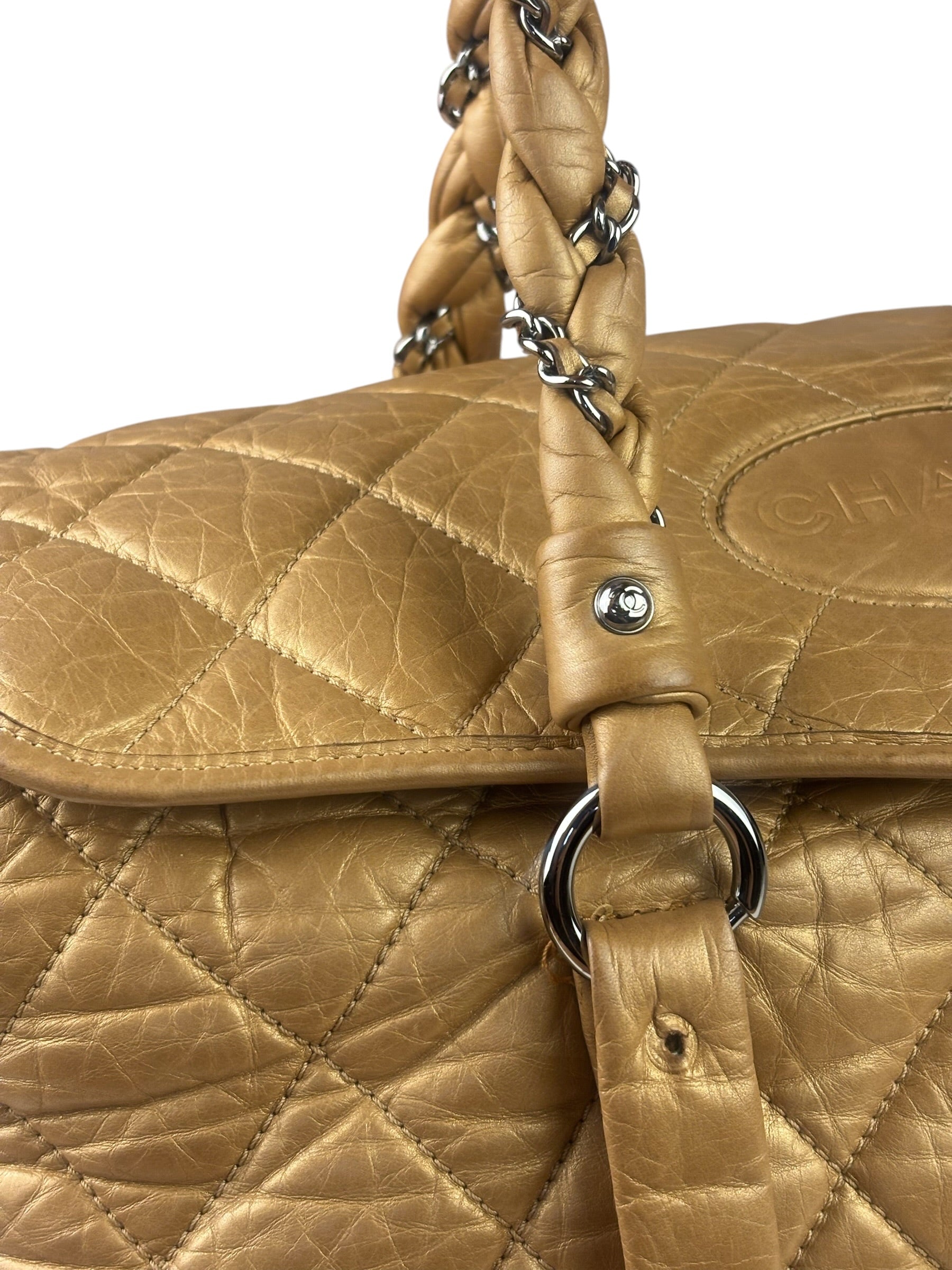 Chanel Gold Quilted Lambskin Lady Braid Flap Bag 2005